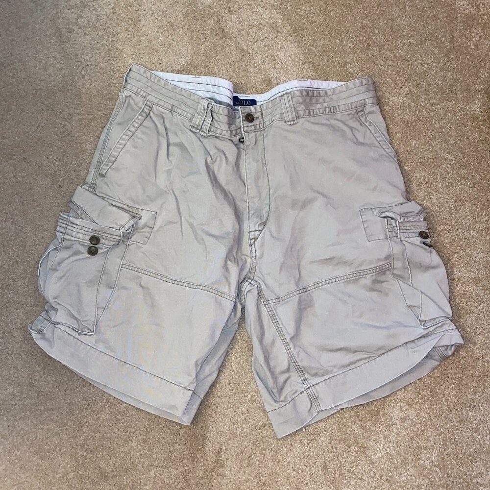 Ralph Lauren Polo Tan Khaki Cargo Shorts, Size 42